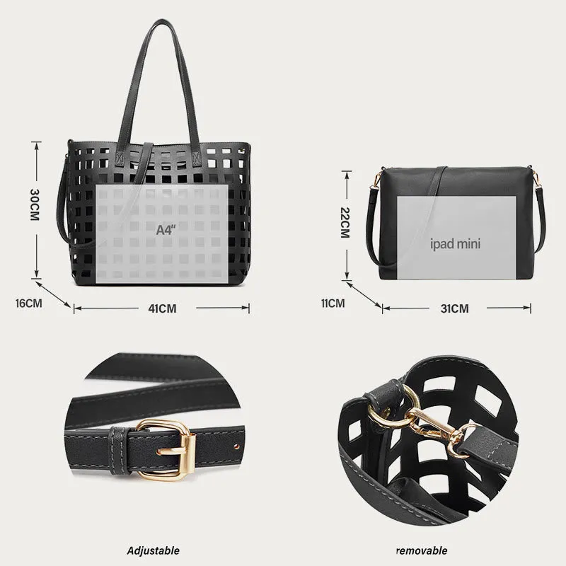 Tote For Women Hollow Out Shape Large Capacity Bag Set