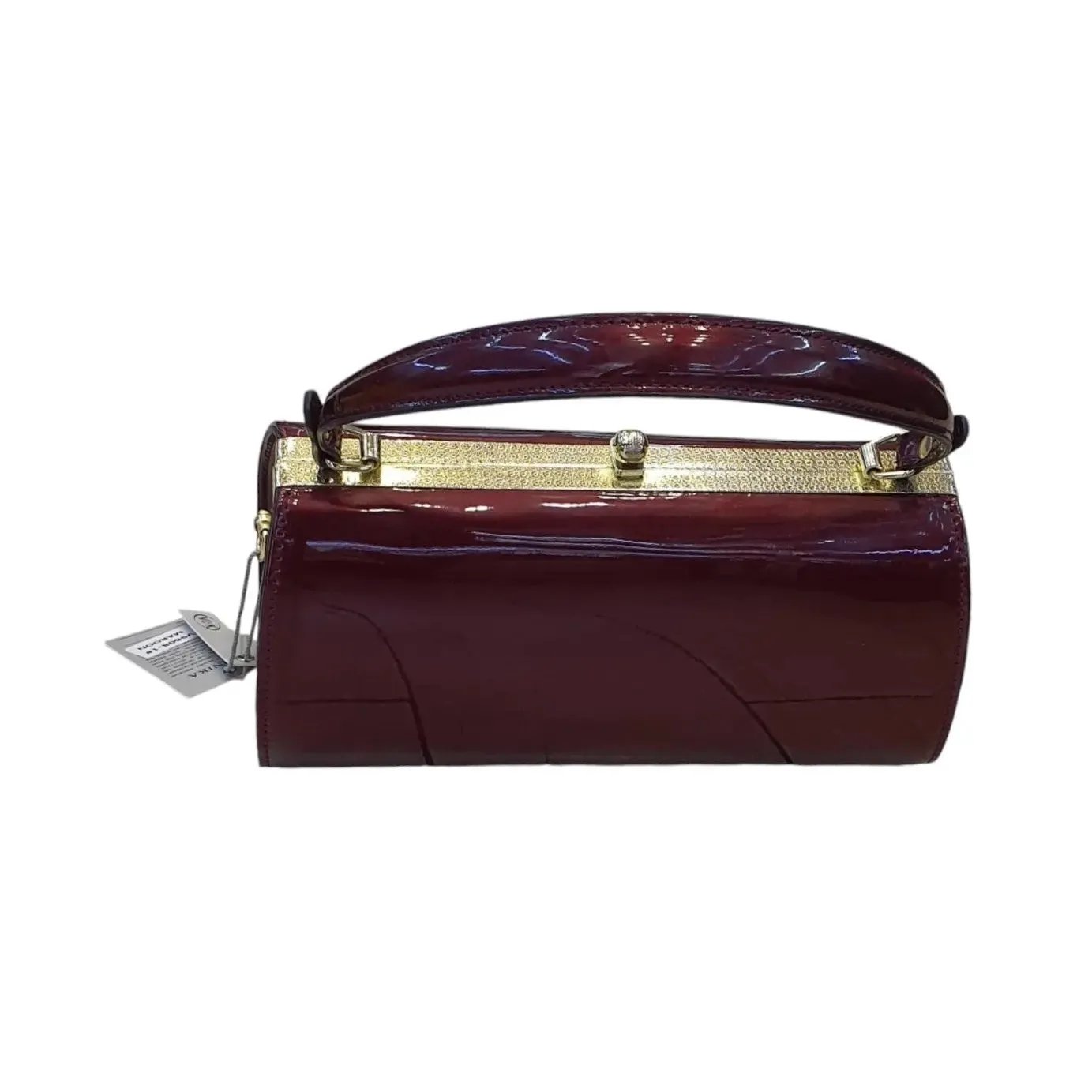 Vernika Glossy Vintage Barrel Clutch