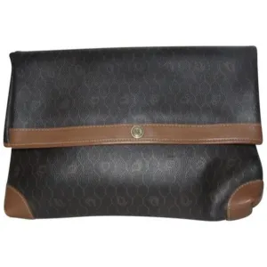 Vintage, Christian Dior, RARE, 'honeycomb' print coated canvas in shades of taupe grey, oversized, foldable clutch style bag