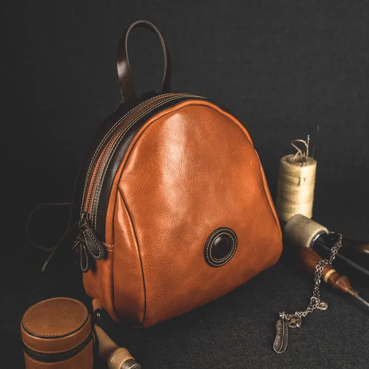 YAAGLE Girls' Tanned Leather Contrast Color Mini Zipper Backpack YGM8207